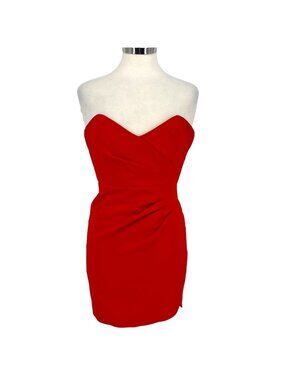 Nookie Bisous Strapless Red Mini Dress Party Special Occasion Size Small
